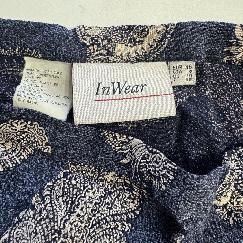 InWear Vintage Womens Size 6 Blue Paisley Maxi Skirt 100% Rayon - Picture 3 of 7